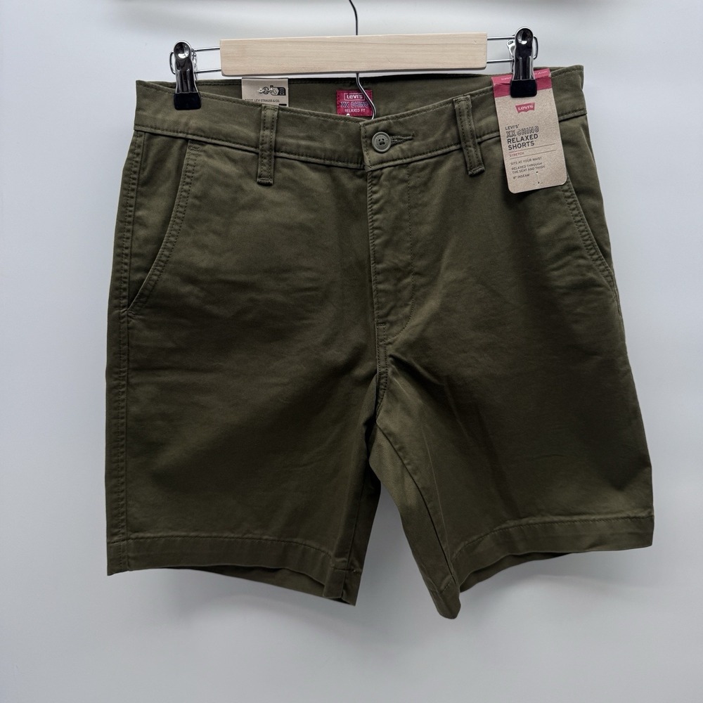 Levis XX Chino Relaxed Shorts Mens 29 Olive Green Stretch 8 Inch Inseam NWT